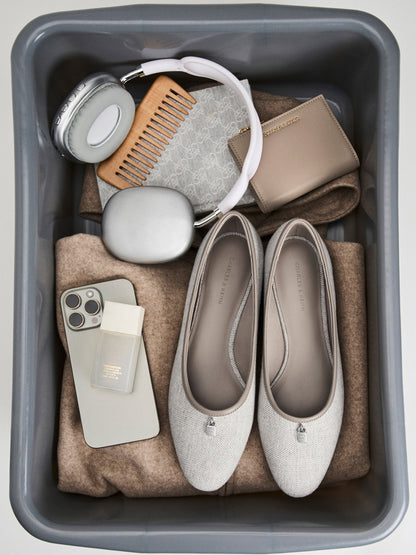 CHARLES & KEITH Classic / Griselda Two-Tone Ballet Flats - Light Grey