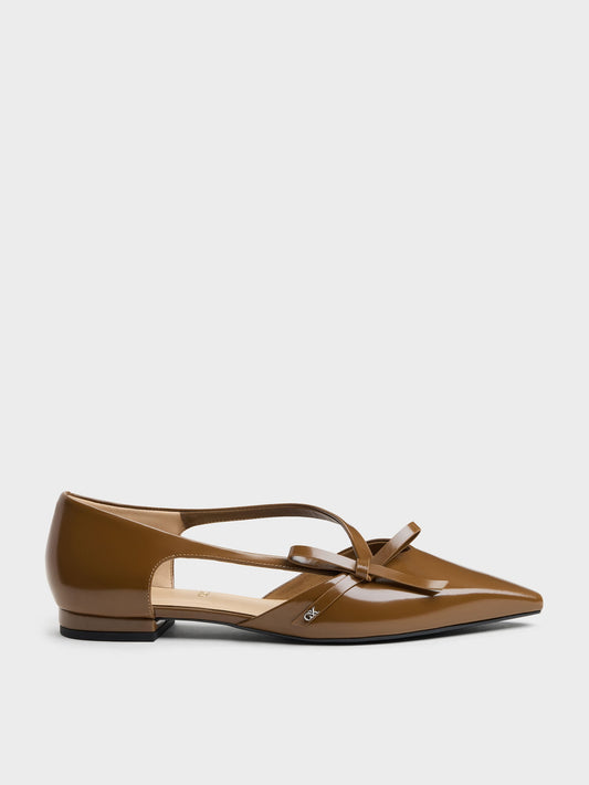 CHARLES & KEITH Best Price / Anastasia Leather D'Orsay Flats - Brown