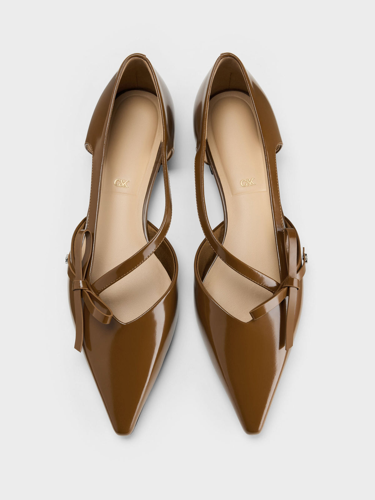 CHARLES & KEITH Best Price / Anastasia Leather D'Orsay Flats - Brown