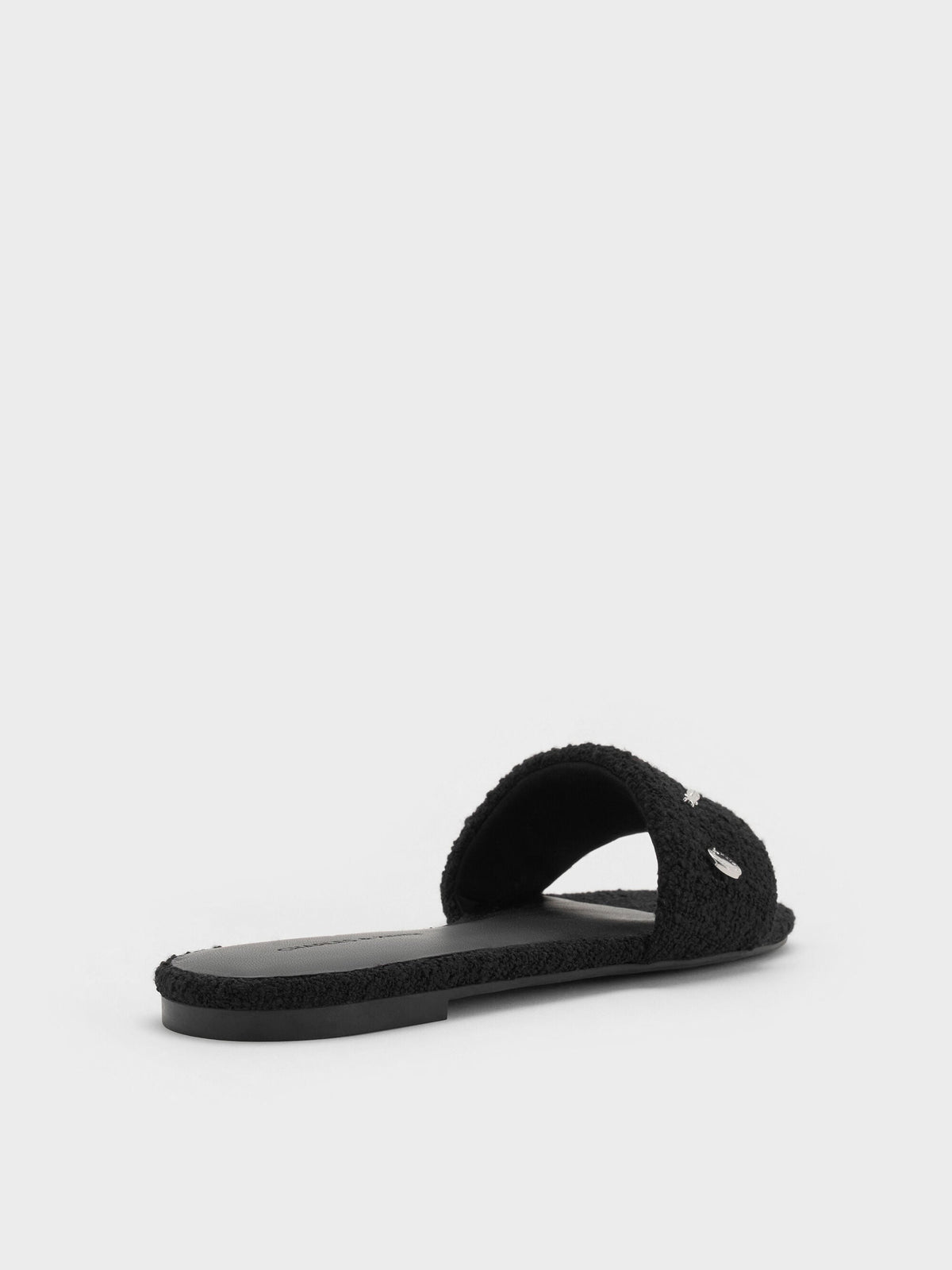 CHARLES & KEITH Special Offer / Tweed Beach Slide Sandals - Black Textured