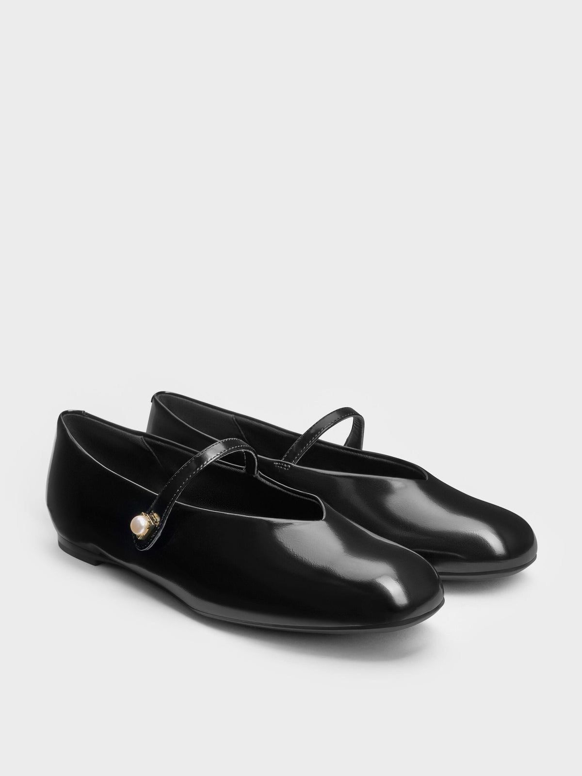 CHARLES & KEITH Essential / Marie Pearl Mary Jane Flats - Black Box