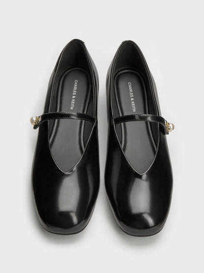 CHARLES & KEITH Essential / Marie Pearl Mary Jane Flats - Black Box