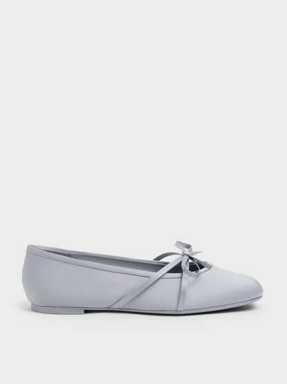 CHARLES & KEITH Featured / Satin Bow Ballet Flats - Grey