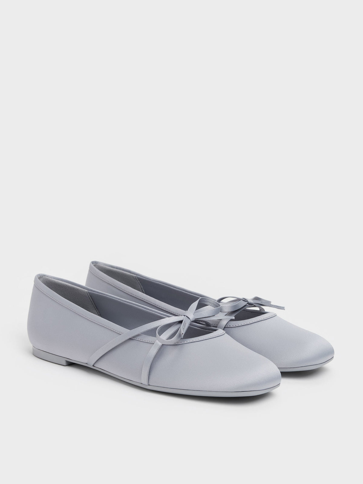 CHARLES & KEITH Featured / Satin Bow Ballet Flats - Grey
