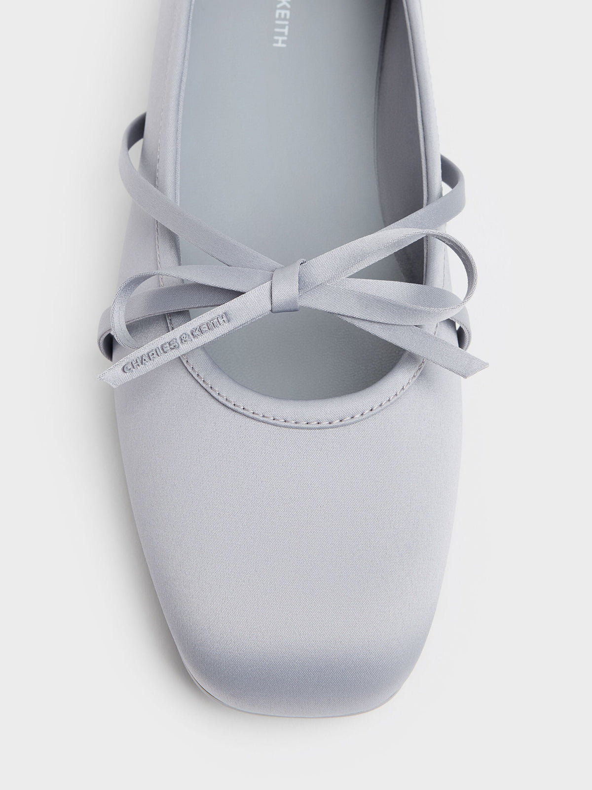 CHARLES & KEITH Featured / Satin Bow Ballet Flats - Grey