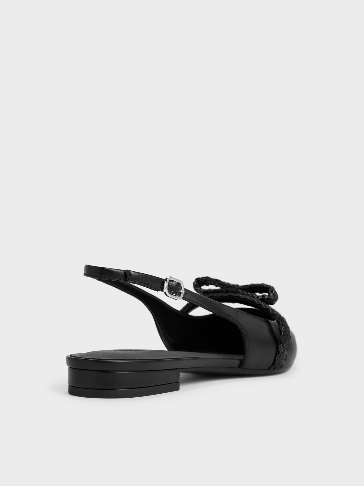 CHARLES & KEITH Hot Sale / Kaleen Woven-Bow Slingback Flats - Black