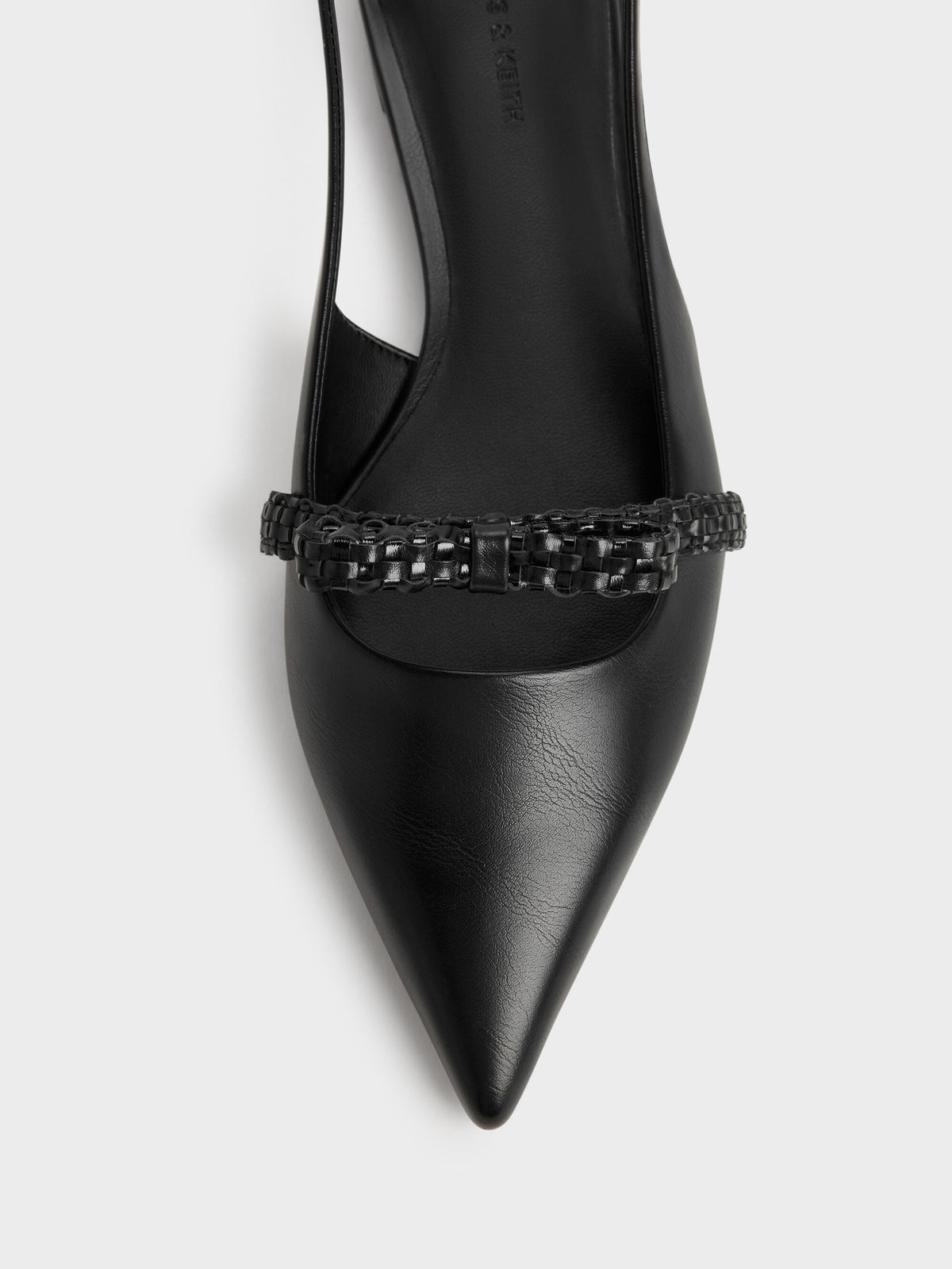 CHARLES & KEITH Hot Sale / Kaleen Woven-Bow Slingback Flats - Black