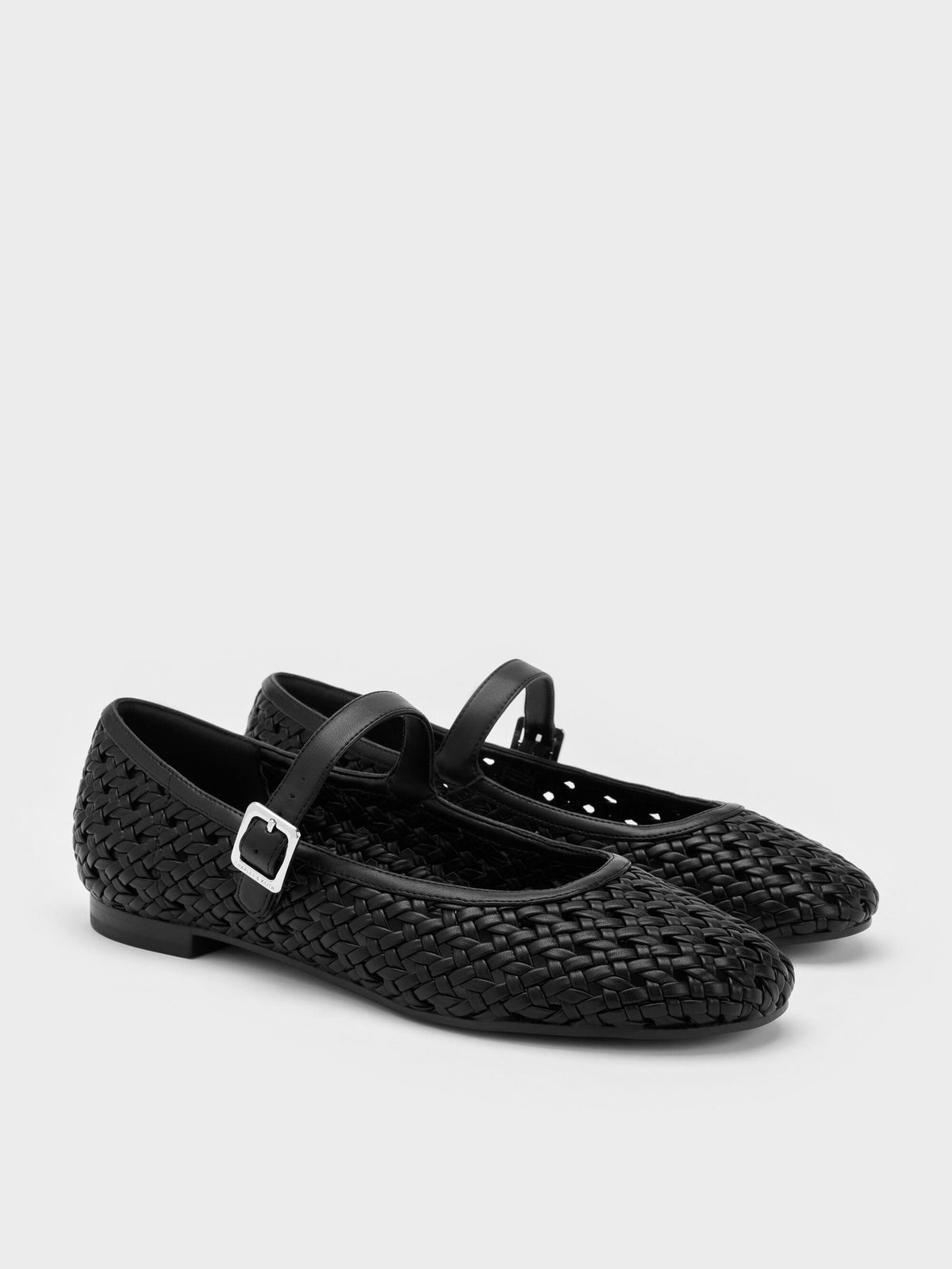 CHARLES & KEITH Popular / Woven Mary Jane Flats - Black