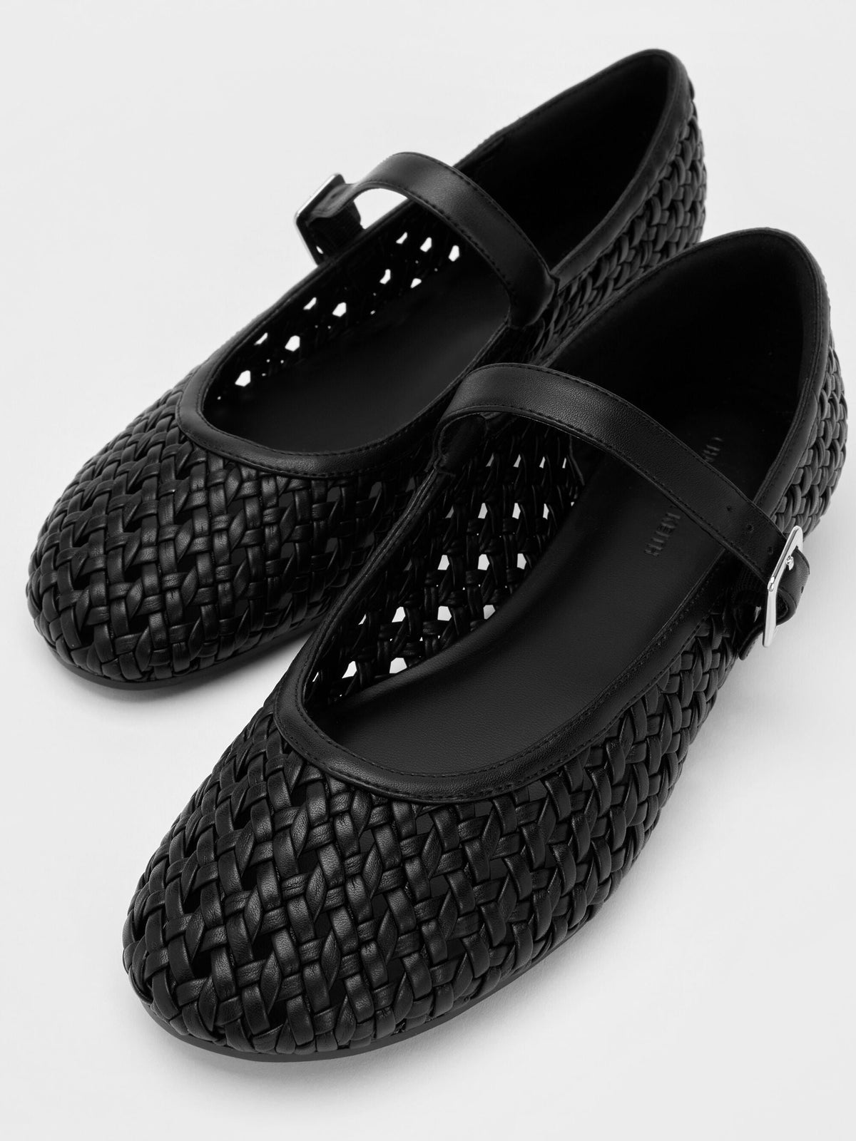CHARLES & KEITH Popular / Woven Mary Jane Flats - Black