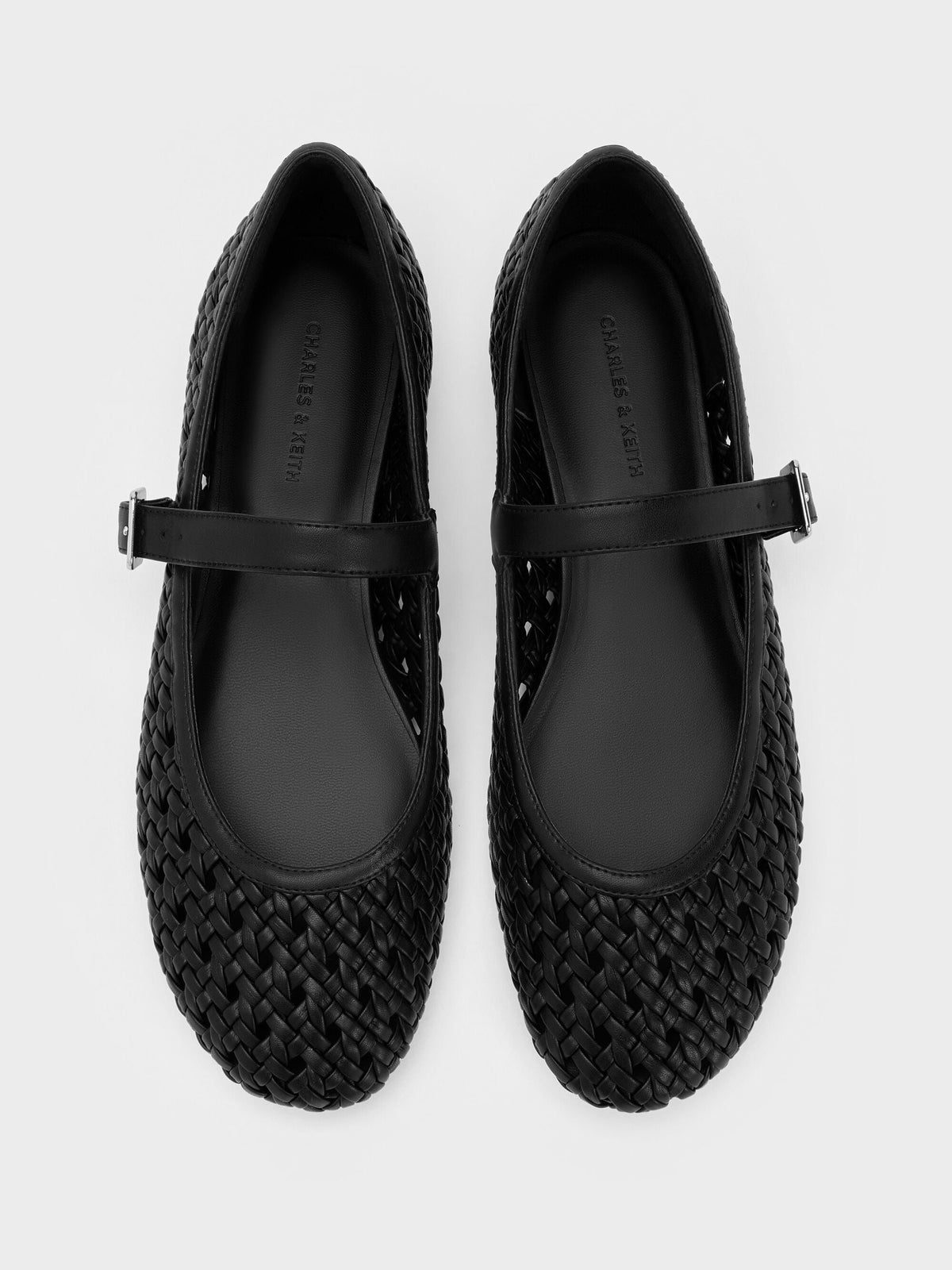 CHARLES & KEITH Popular / Woven Mary Jane Flats - Black