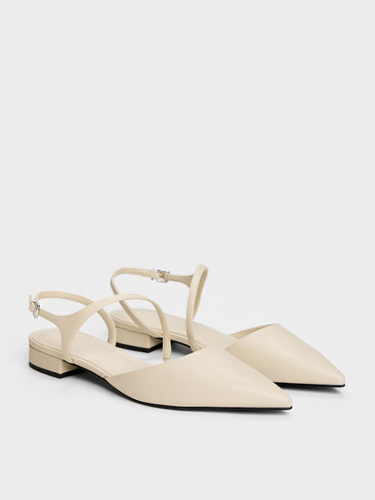 CHARLES & KEITH Top Pick / Cordelia Pointed Slingback Flats - Chalk