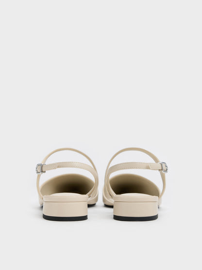 CHARLES & KEITH Top Pick / Cordelia Pointed Slingback Flats - Chalk
