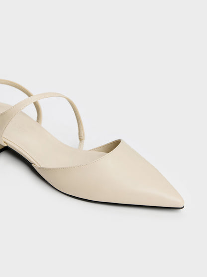 CHARLES & KEITH Top Pick / Cordelia Pointed Slingback Flats - Chalk