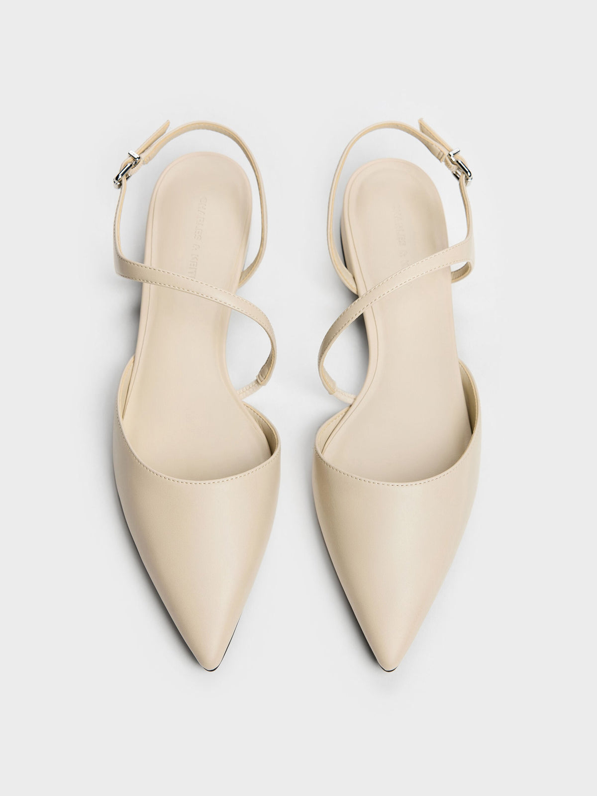 CHARLES & KEITH Top Pick / Cordelia Pointed Slingback Flats - Chalk