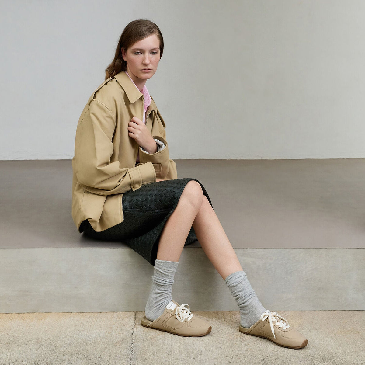 CHARLES & KEITH Featured / Lace-Up Sneaker Mules - Taupe