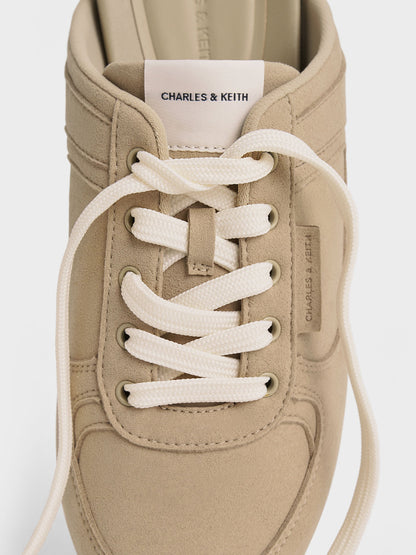 CHARLES & KEITH Featured / Lace-Up Sneaker Mules - Taupe
