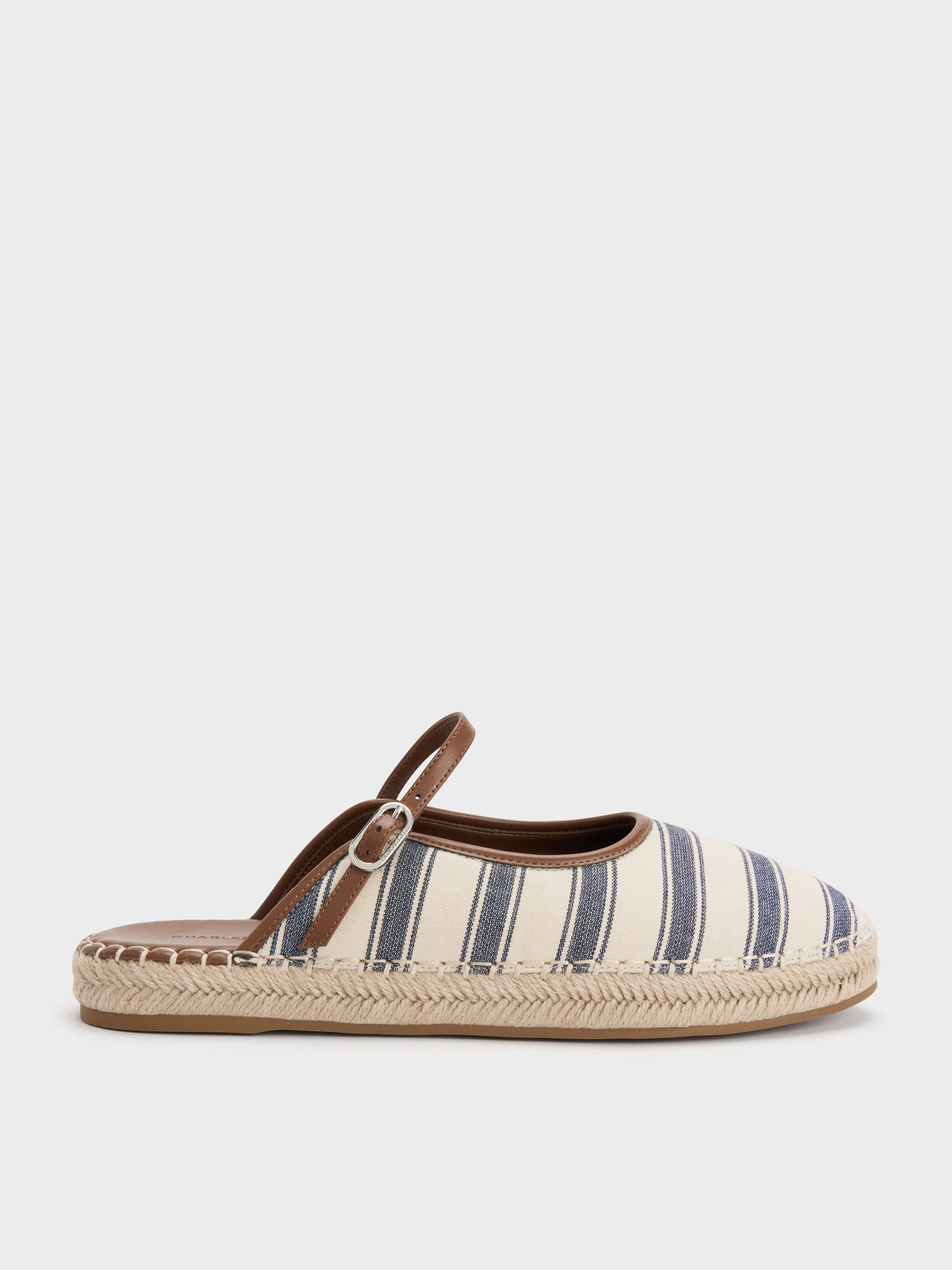 CHARLES & KEITH Quality / Striped Mary Jane Espadrille Mules - Dark Blue