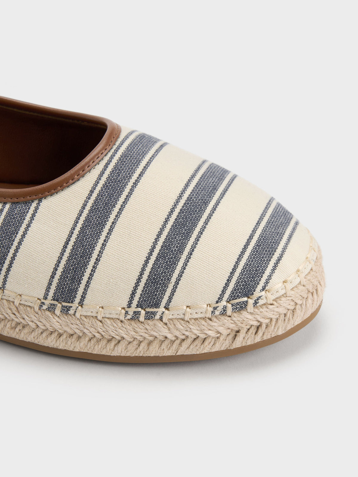 CHARLES & KEITH Quality / Striped Mary Jane Espadrille Mules - Dark Blue