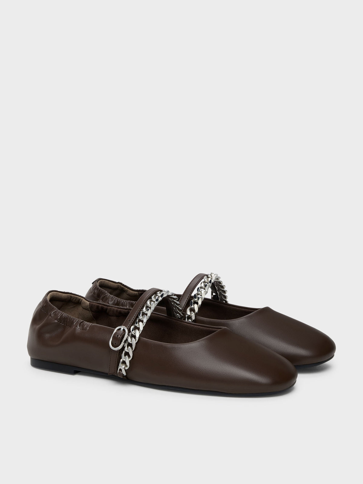 CHARLES & KEITH Smart Buy / Georgie Chain Mary Jane Flats - Dark Brown