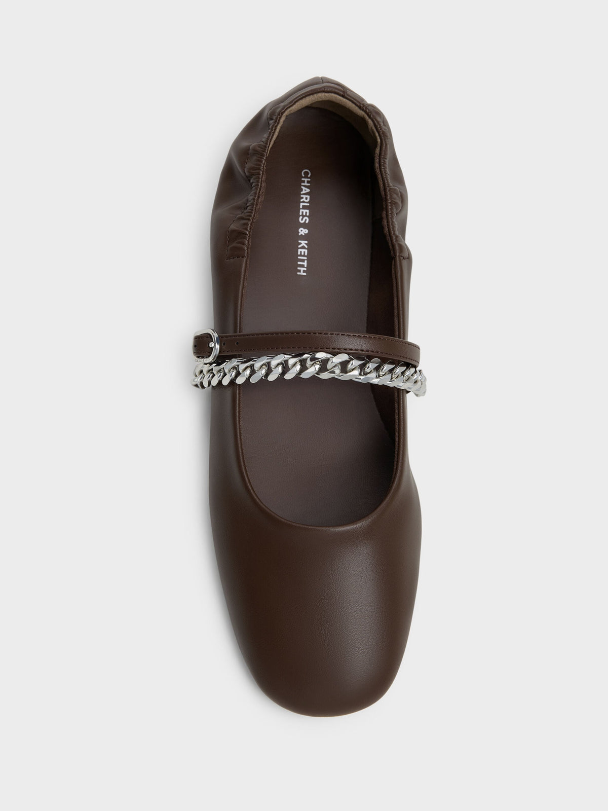 CHARLES & KEITH Smart Buy / Georgie Chain Mary Jane Flats - Dark Brown