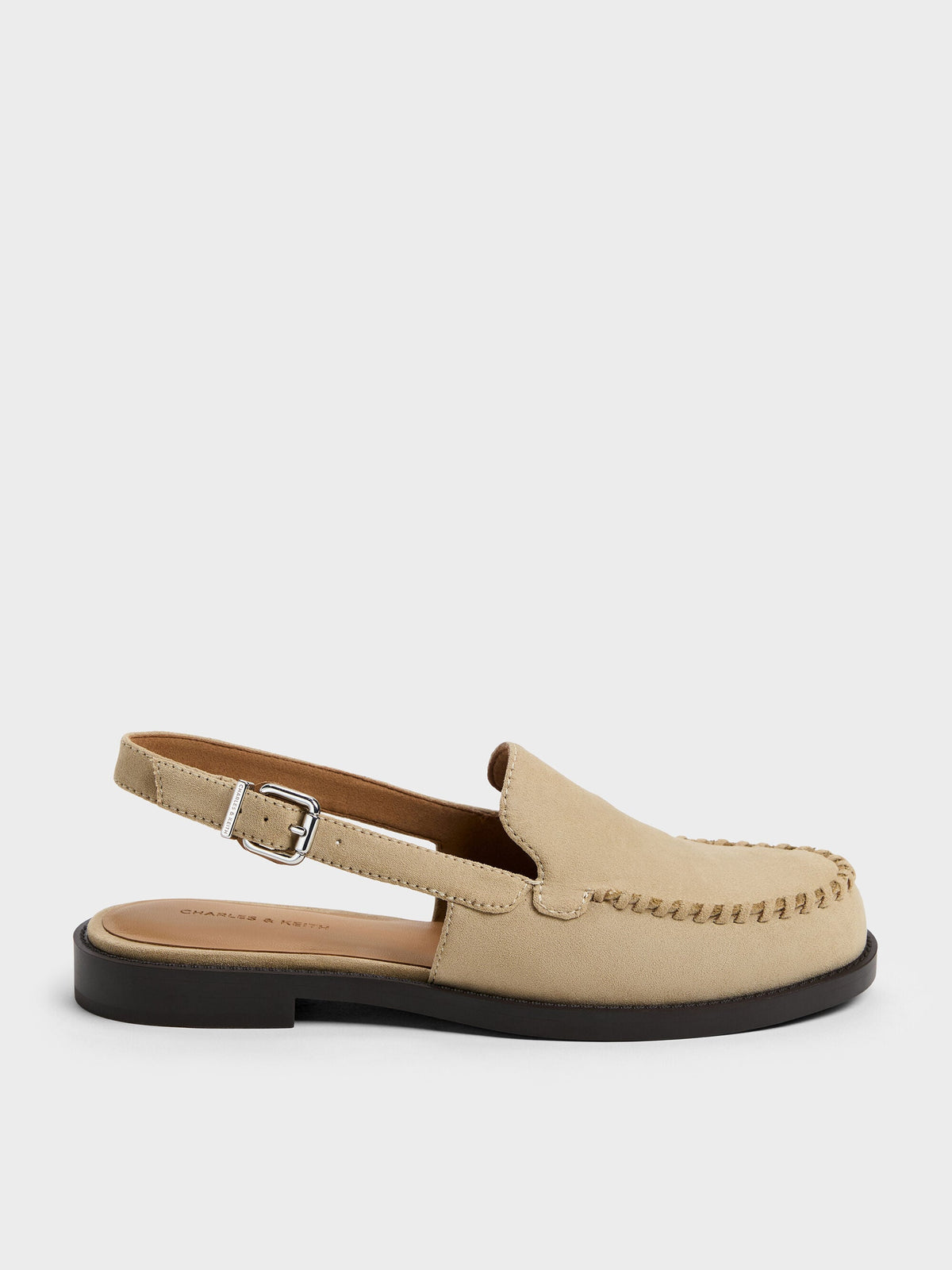 CHARLES & KEITH Sale / Gale Faux Suede Slingback Loafers - Beige