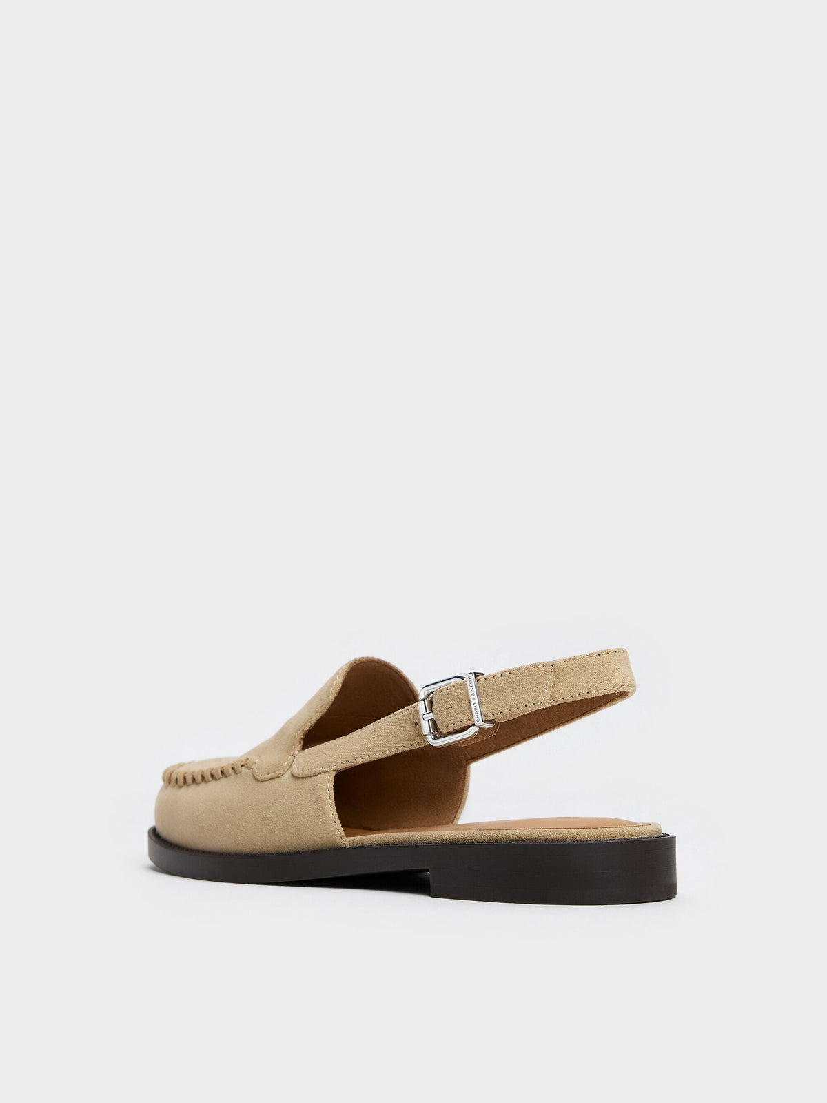 CHARLES & KEITH Sale / Gale Faux Suede Slingback Loafers - Beige