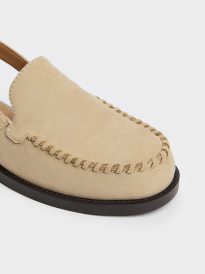 CHARLES & KEITH Sale / Gale Faux Suede Slingback Loafers - Beige