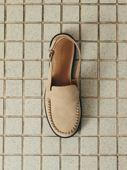 CHARLES & KEITH Sale / Gale Faux Suede Slingback Loafers - Beige