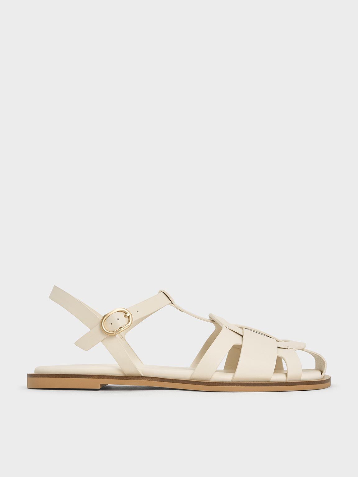 CHARLES & KEITH Special Offer / Easley T-Bar Caged Sandals - Chalk