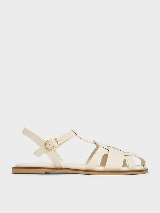 CHARLES & KEITH Special Offer / Easley T-Bar Caged Sandals - Chalk