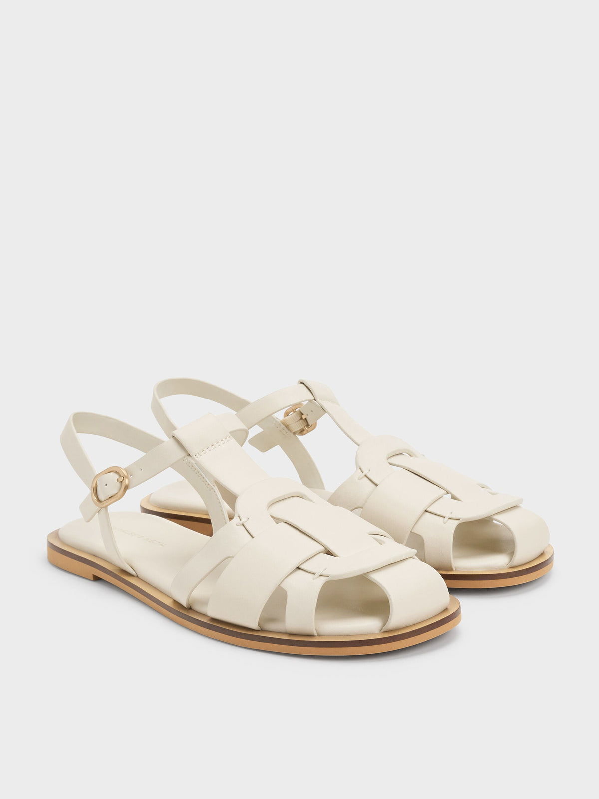 CHARLES & KEITH Special Offer / Easley T-Bar Caged Sandals - Chalk