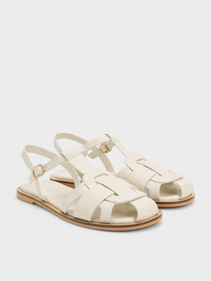 CHARLES & KEITH Special Offer / Easley T-Bar Caged Sandals - Chalk