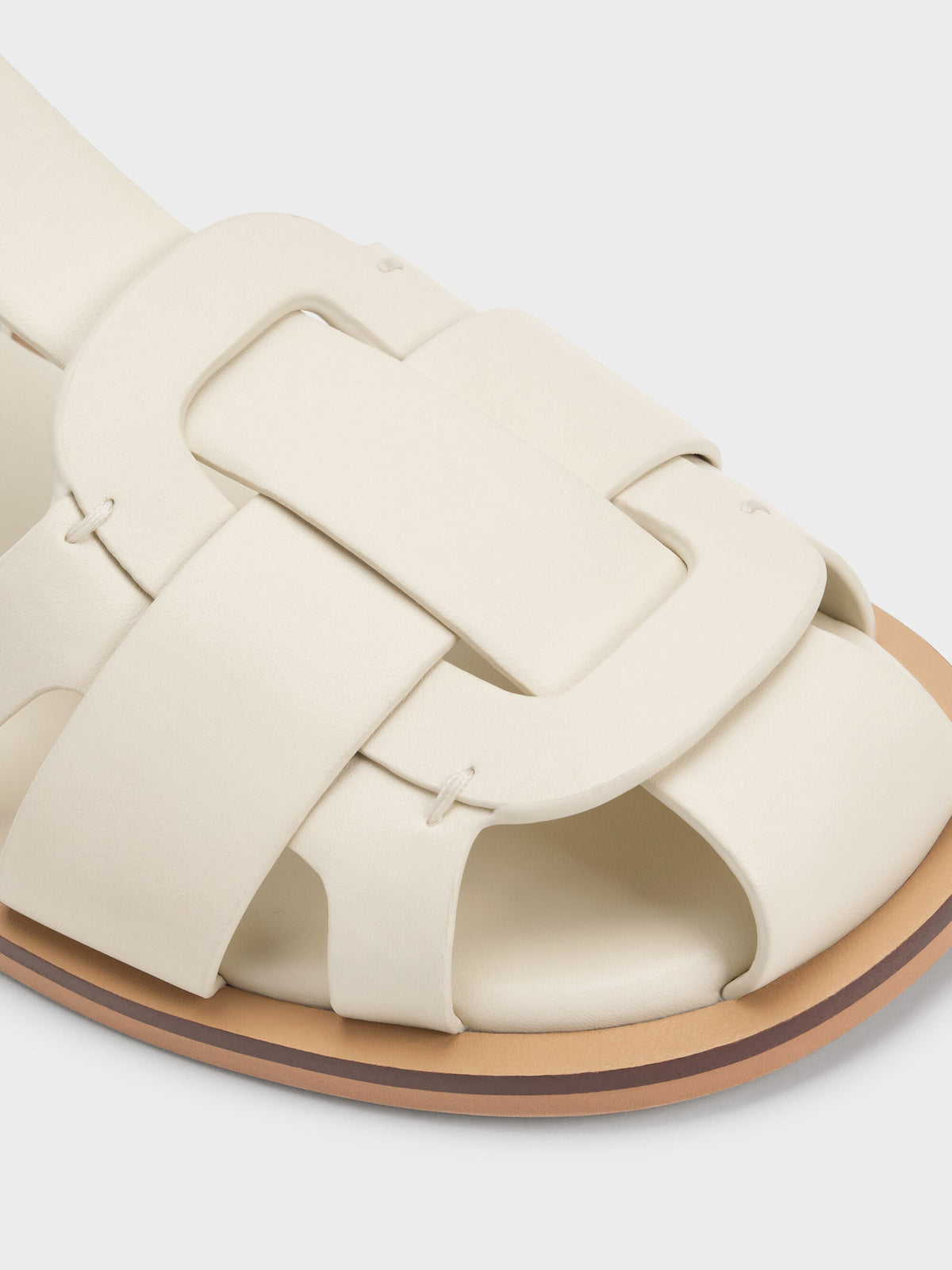 CHARLES & KEITH Special Offer / Easley T-Bar Caged Sandals - Chalk