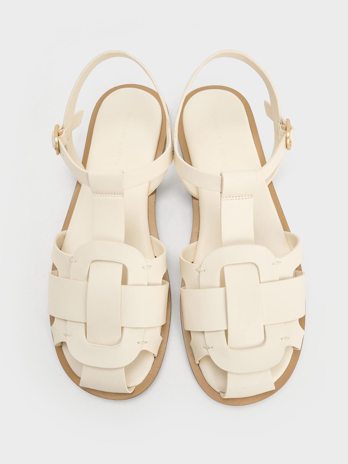 CHARLES & KEITH Special Offer / Easley T-Bar Caged Sandals - Chalk