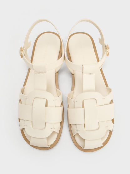 CHARLES & KEITH Special Offer / Easley T-Bar Caged Sandals - Chalk