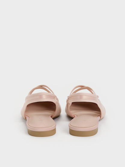 CHARLES & KEITH Essential / Satin Crossover Slingback Ballet Flats - Light Pink