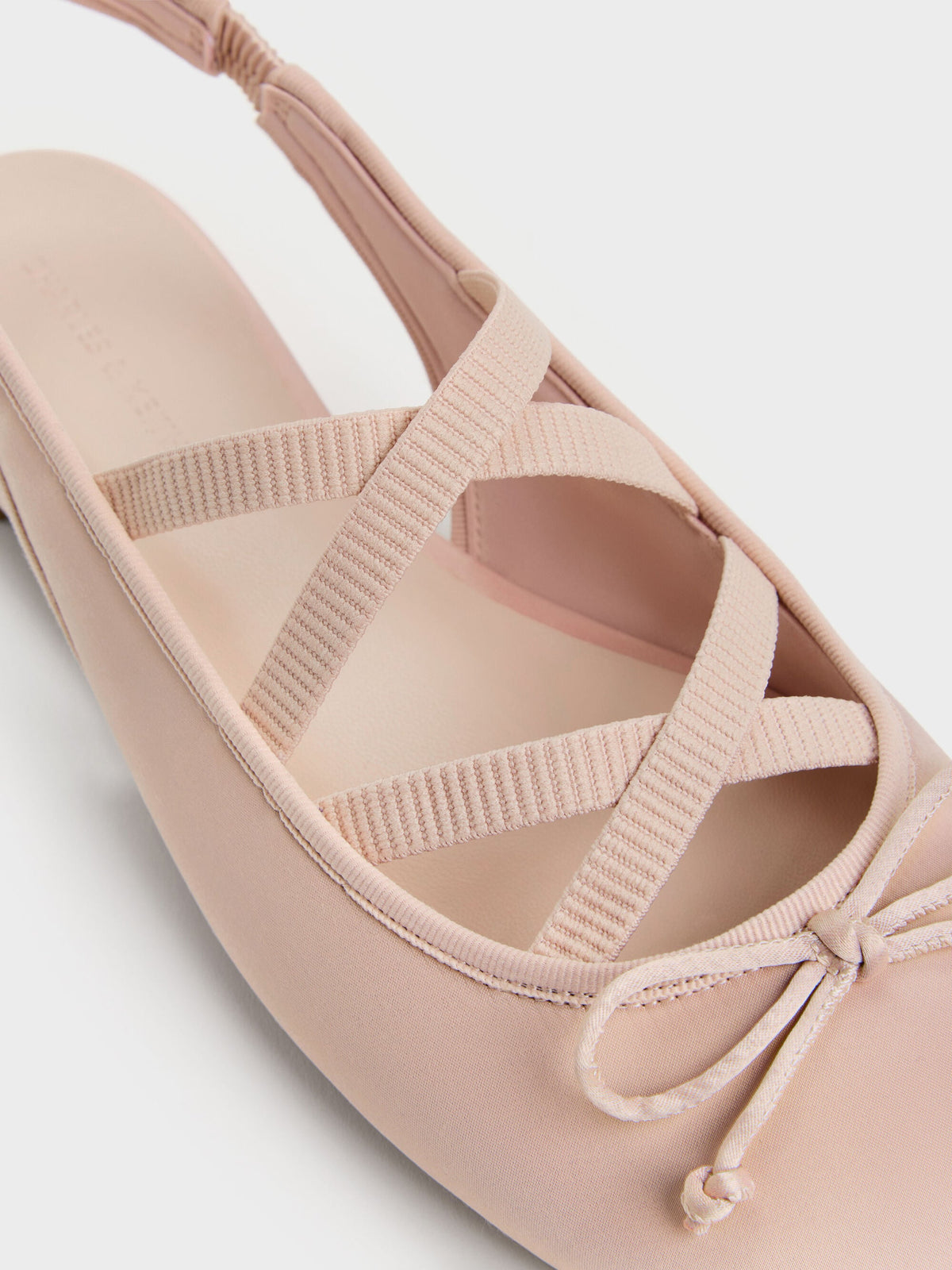 CHARLES & KEITH Essential / Satin Crossover Slingback Ballet Flats - Light Pink