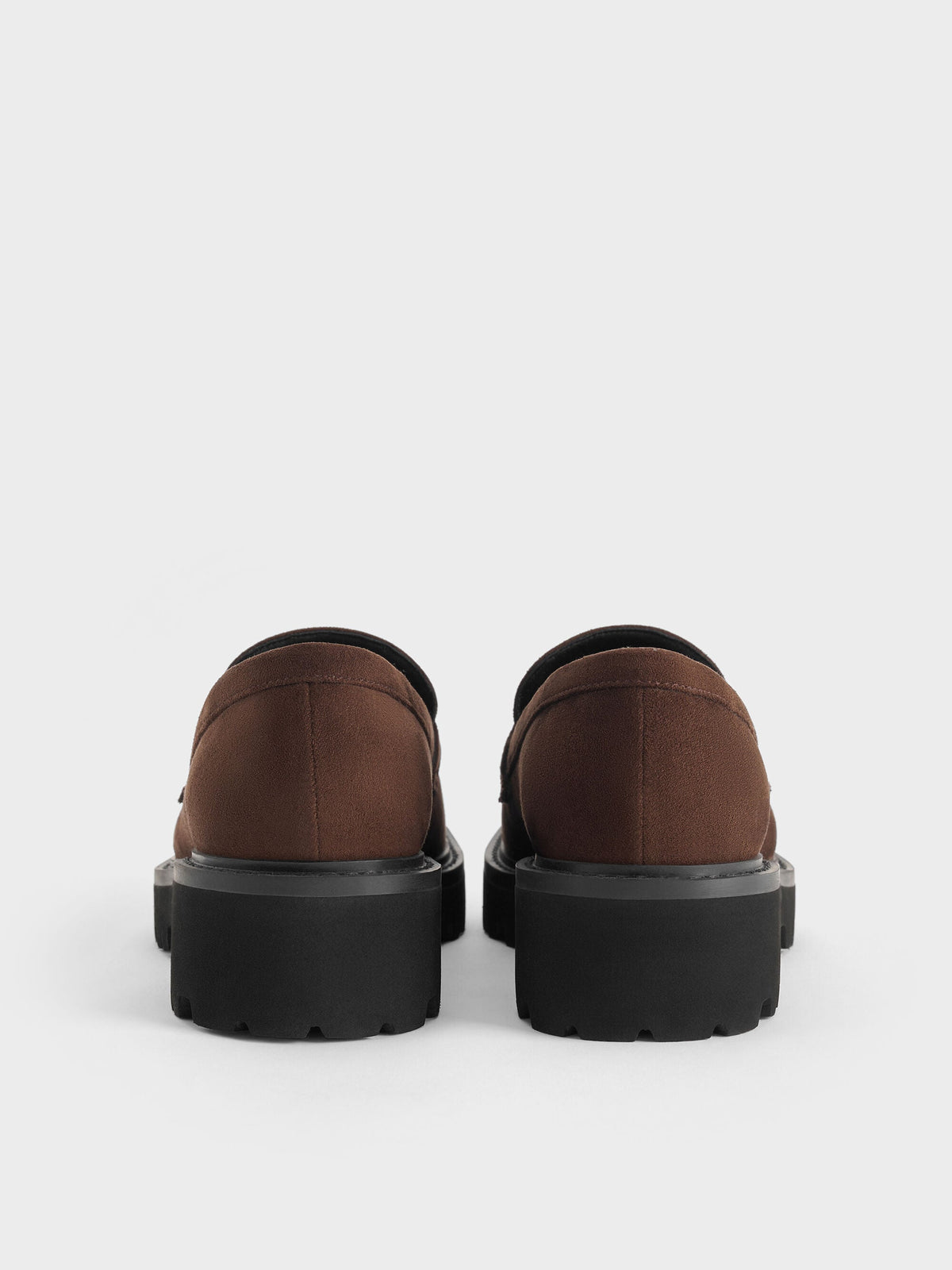CHARLES & KEITH Discount / Lando Faux Suede Platform Loafers - Dark Brown Textured