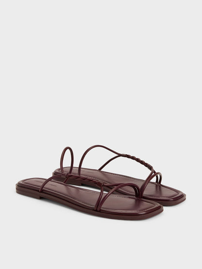 CHARLES & KEITH Deals / Fianna Twist-Strap Slide Sandals - Burgundy