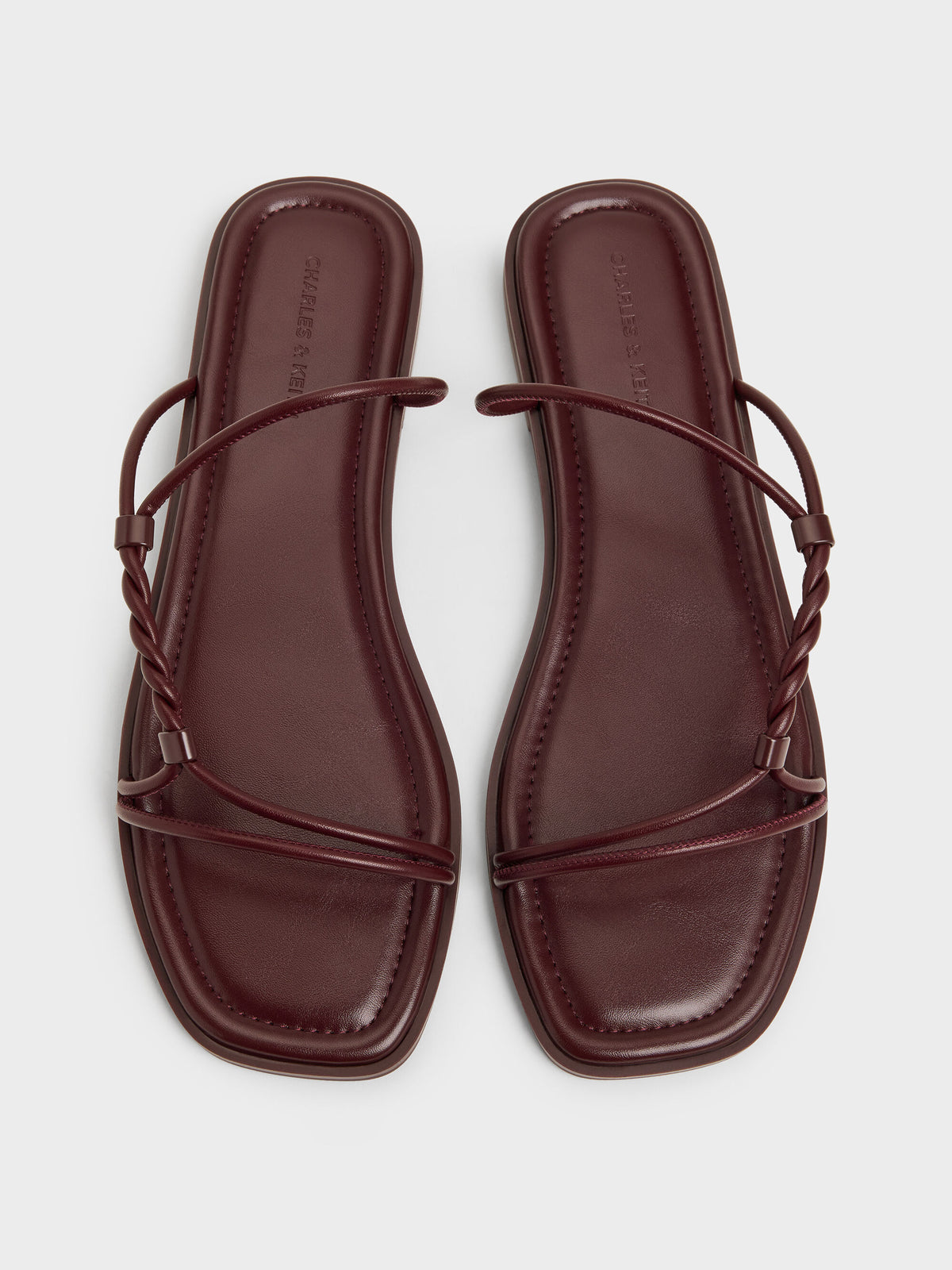 CHARLES & KEITH Deals / Fianna Twist-Strap Slide Sandals - Burgundy