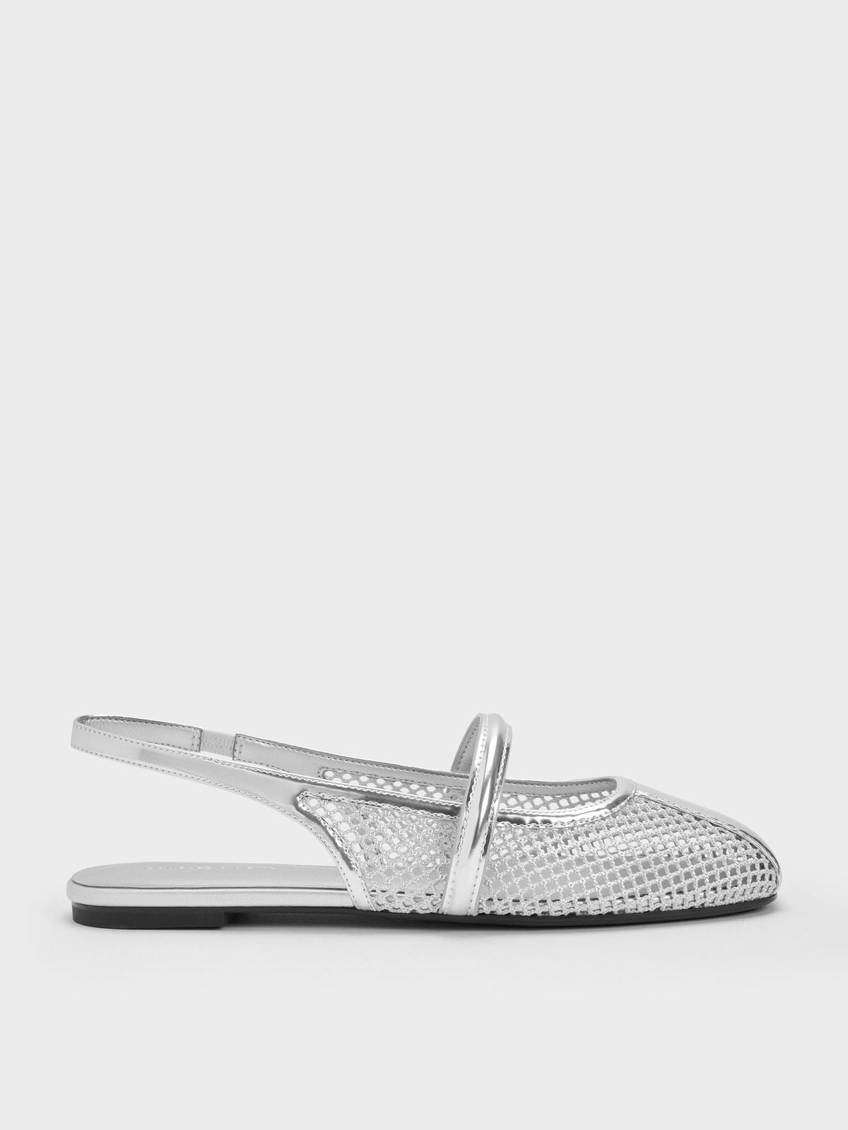 CHARLES & KEITH Smart Buy / Ellory Mesh Slingback Mary Jane Flats - Silver