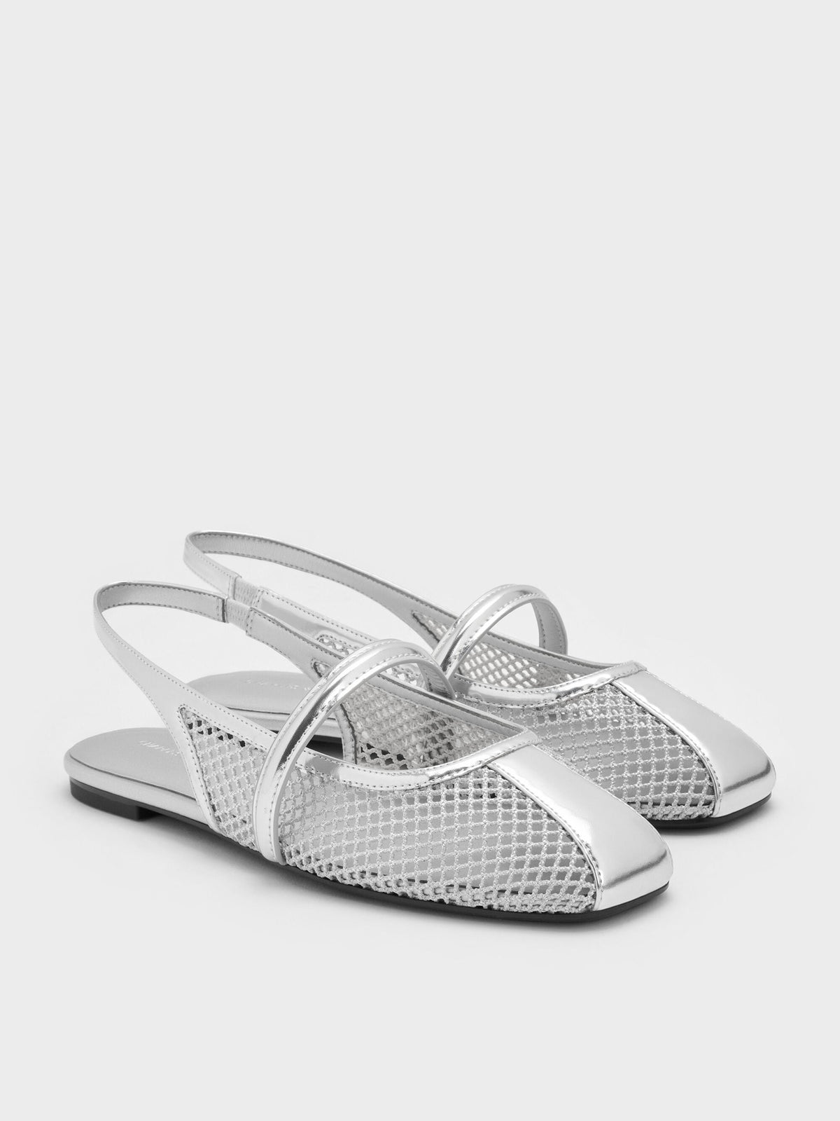 CHARLES & KEITH Smart Buy / Ellory Mesh Slingback Mary Jane Flats - Silver