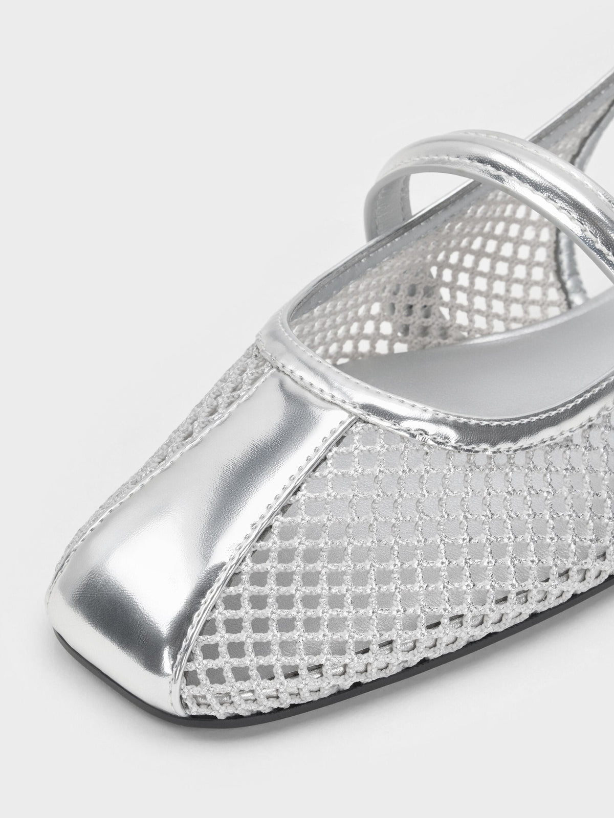 CHARLES & KEITH Smart Buy / Ellory Mesh Slingback Mary Jane Flats - Silver