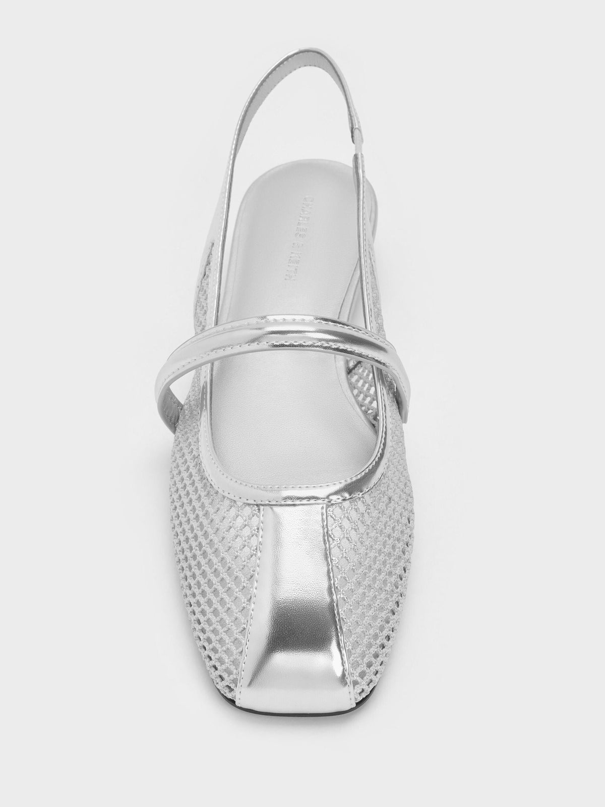 CHARLES & KEITH Smart Buy / Ellory Mesh Slingback Mary Jane Flats - Silver