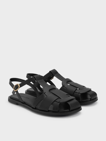 CHARLES & KEITH Sale / Easley T-Bar Caged Sandals - Black
