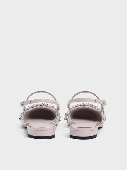 CHARLES & KEITH Trusted / Patent Crystal Slingback Flats - Lilac