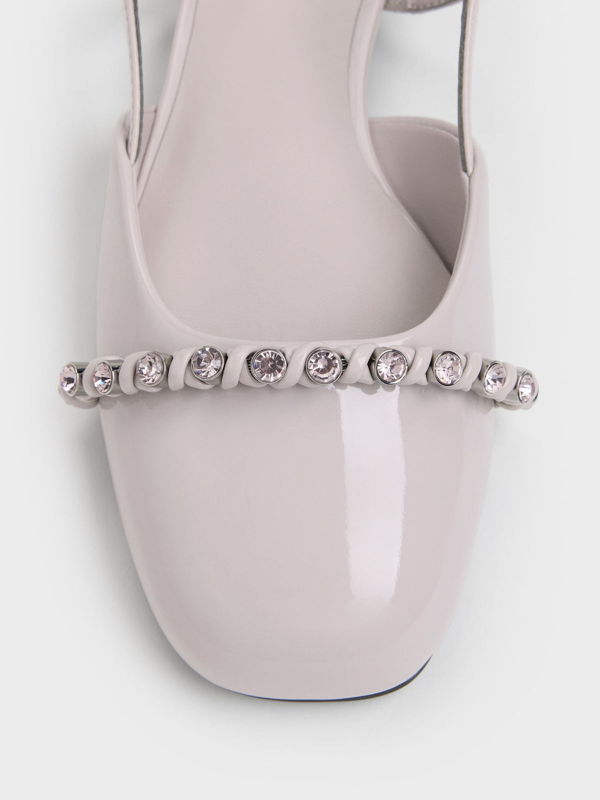 CHARLES & KEITH Trusted / Patent Crystal Slingback Flats - Lilac