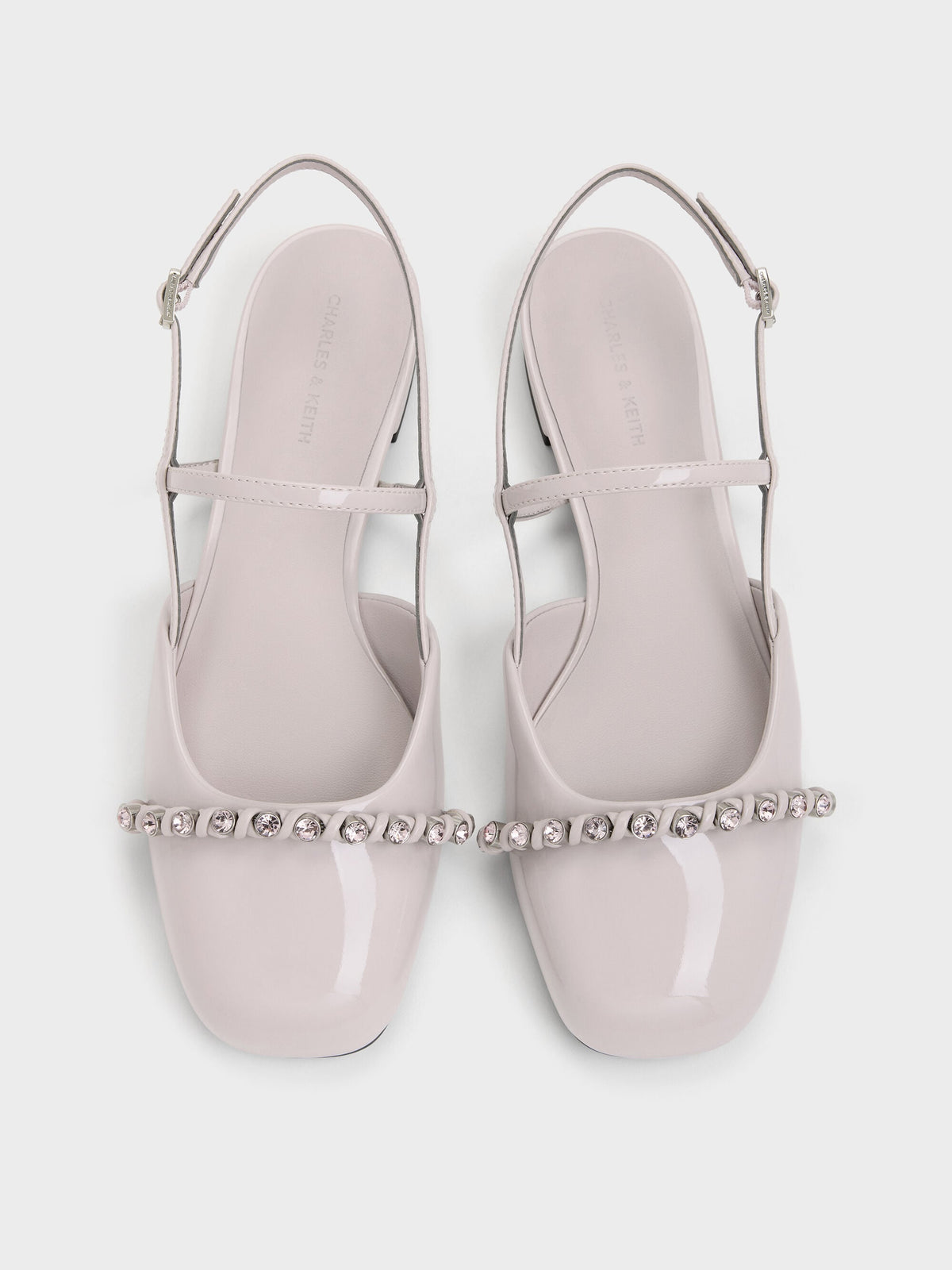 CHARLES & KEITH Trusted / Patent Crystal Slingback Flats - Lilac