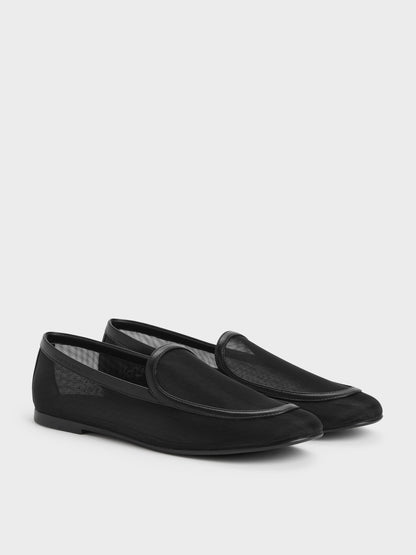 CHARLES & KEITH Quality / Mackie Mesh Loafers - Black Textured