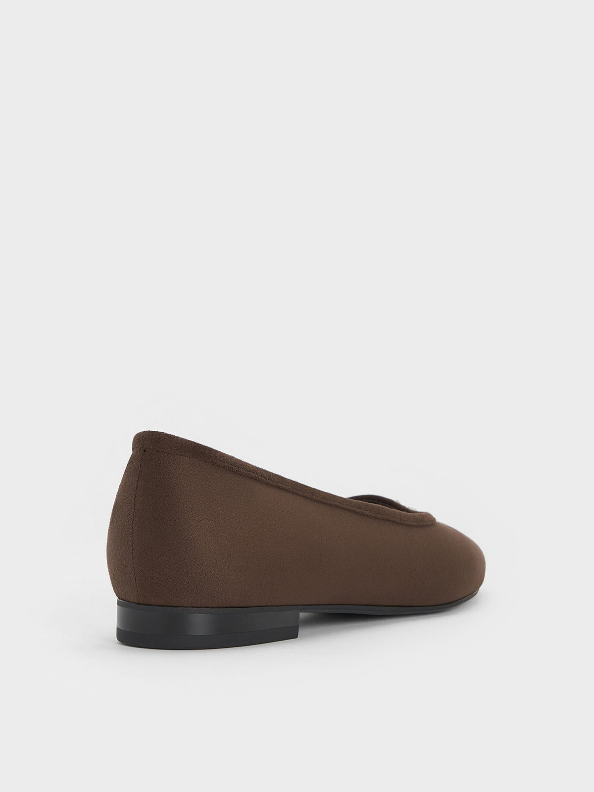 CHARLES & KEITH Signature / Griselda Faux Suede Ballet Flats - Dark Brown Textured